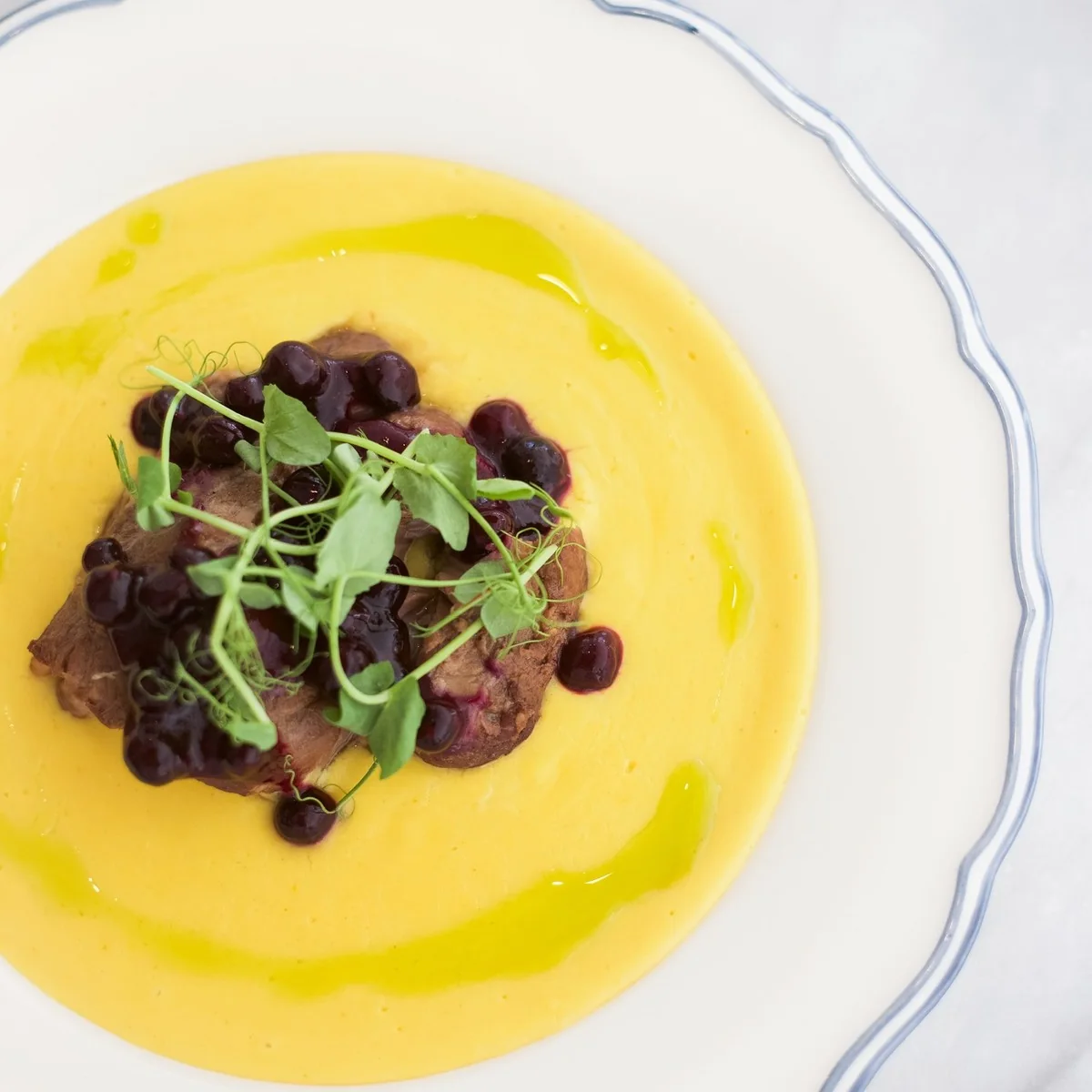 Pork cheek on corn curry