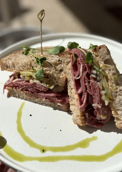 “Reuben” pastrami sandwich