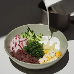 Okroshka with pastrami