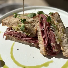 “Reuben” pastrami sandwich