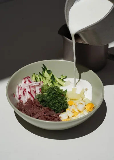 Okroshka with pastrami